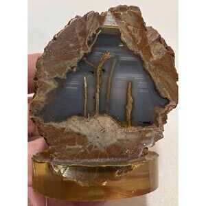 Agate Geode Natural Stone In Resin Stand Stones Rocks  & Gems